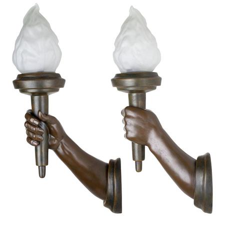 Design Toscano French Neoclassical Arm-Held Sculptural Torch Wall Sconces KY8002